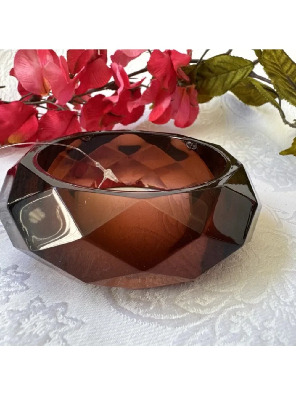 And Lovely Chunky Plum Brown Bracelet Acrylic Bangle 1.5